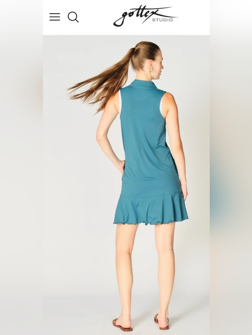 Gottex Midnight Teal Textured Sports Dress. Size L - Picture 6 of 7